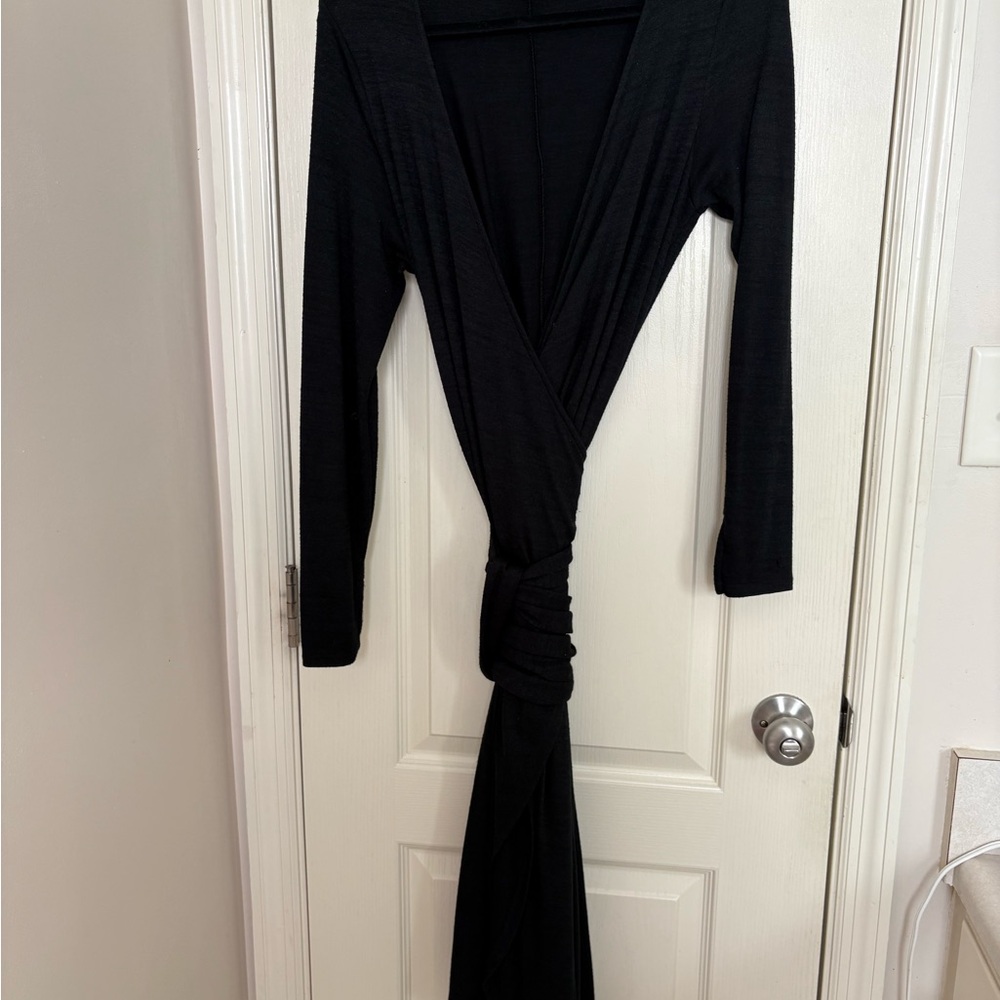 GAP Black Long Sleeve Wrap Dress
